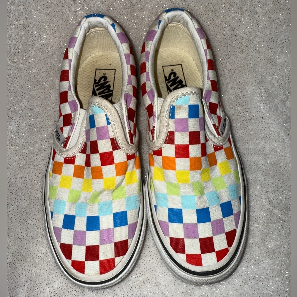 Vans Kids Checkered Slip-On Canvas Shoes | Size 1.5 | Multicolor |